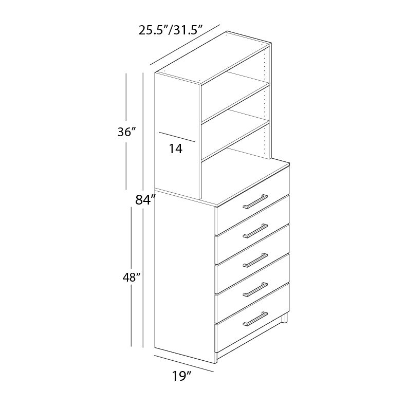5 Drawer Hutch Tower - Image 17